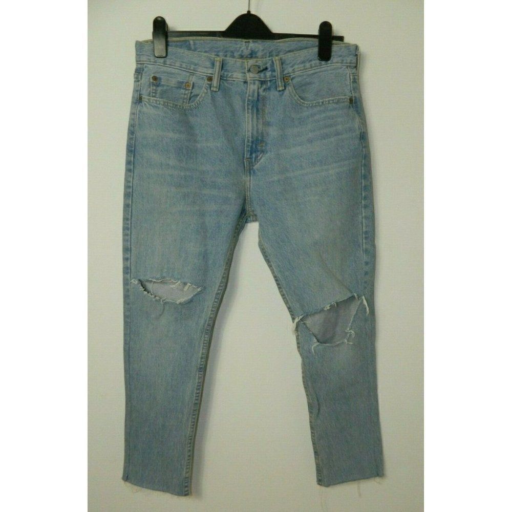 Levi's 510 Jeans Light Wash Distressed Frayed Hem Jeans Size W 32 L 30